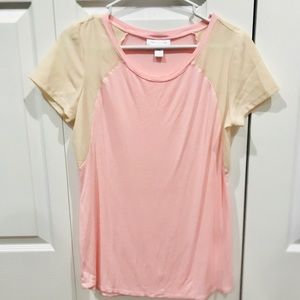 NWOT Motherhood Maternity Baby Pink Colorblock Tee